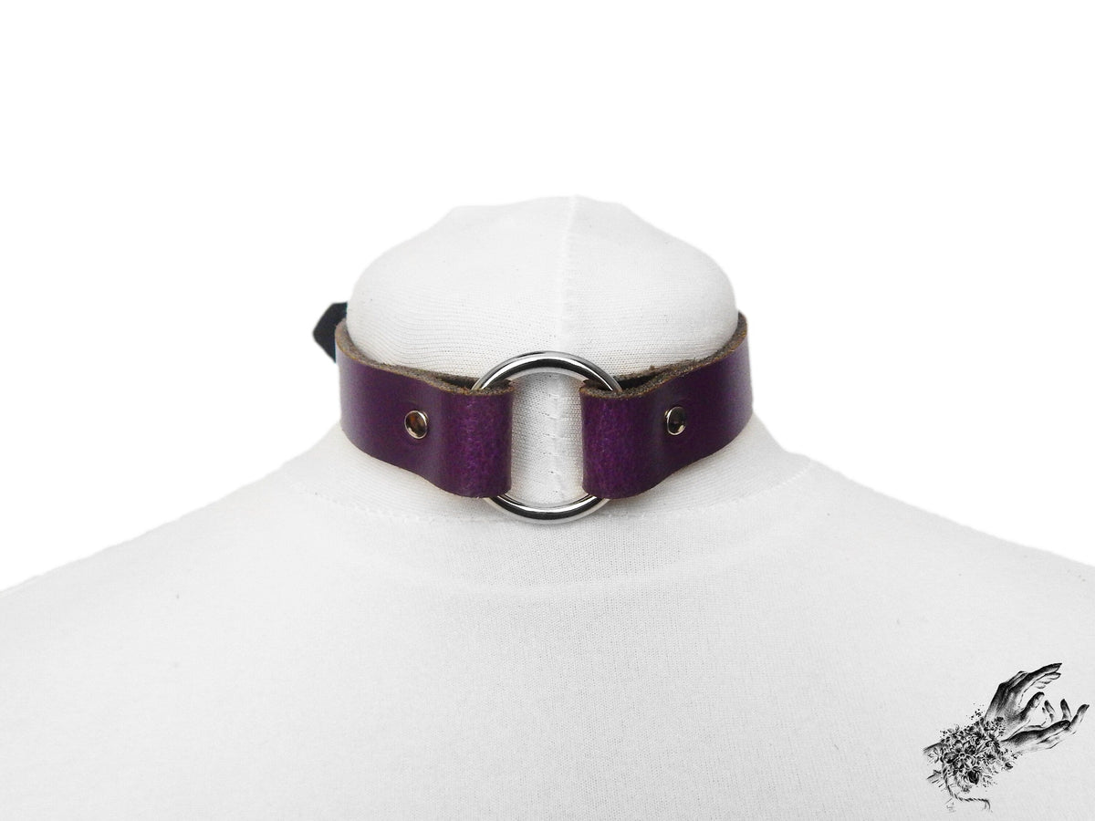 Purple Leather O Ring Choker
