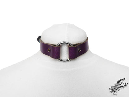 Purple Leather O Ring Choker