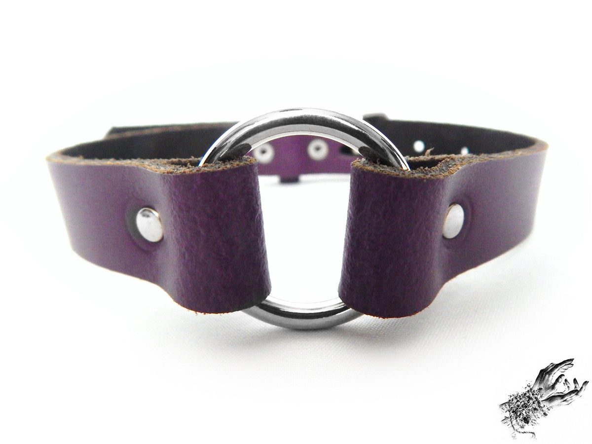 Purple Leather O Ring Choker