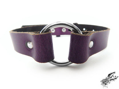 Purple Leather O Ring Choker