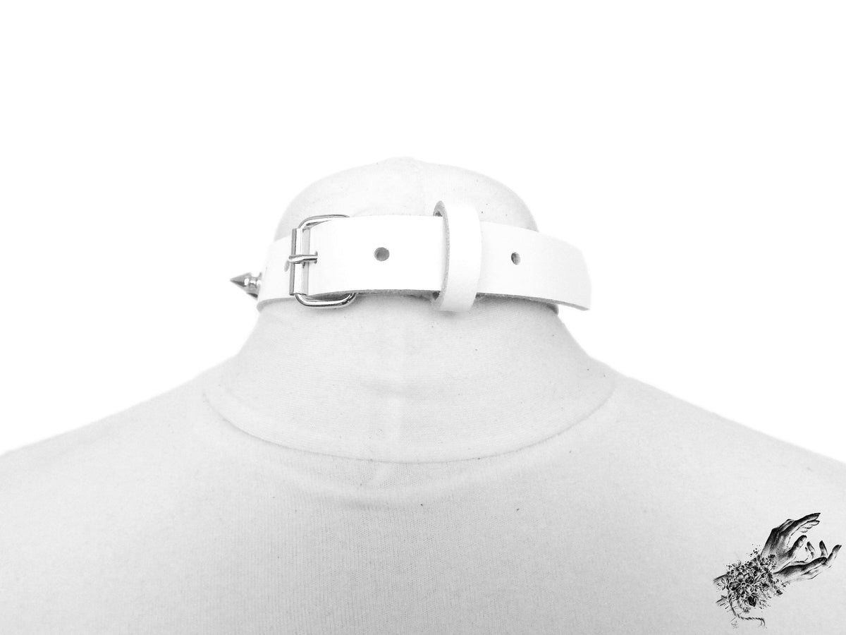 White Studded Heart Padlock Choker with Key
