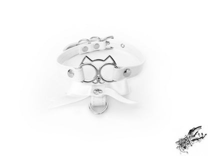 White Cat Ribbon Choker