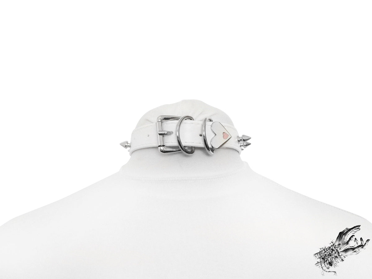 White Faux Leather O Ring Choker