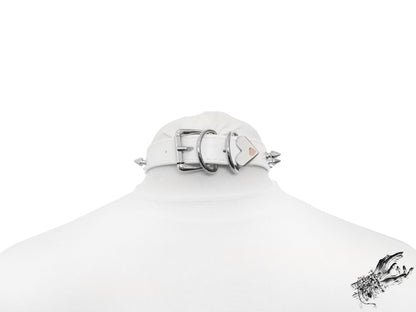 White Faux Leather O Ring Choker