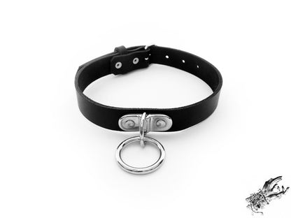Black Leather D and O Ring Choker