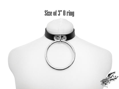 Purple Leather Studded D and O Ring Choker