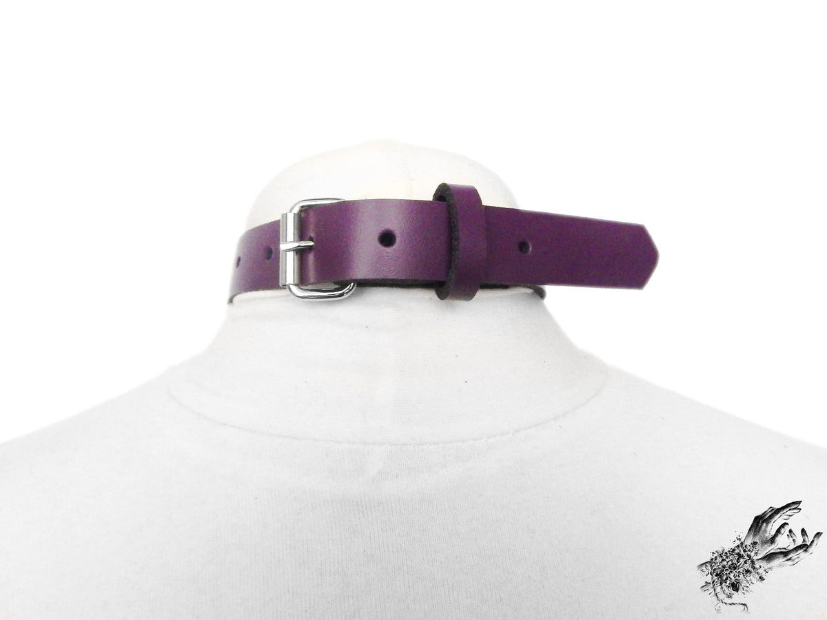Purple Leather D and O Ring Choker