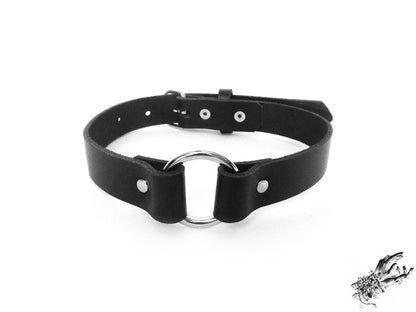 Black Leather O Ring Choker