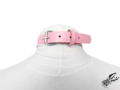 Pink Leather O Ring Choker