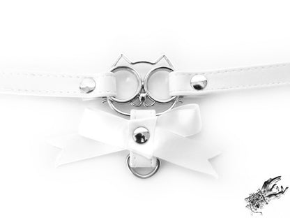White Cat Ribbon Choker - REGULAR SIZE