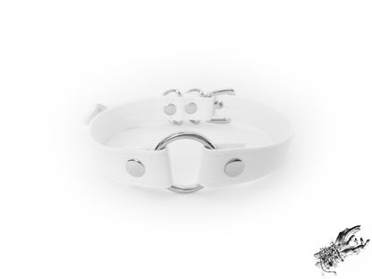 White Faux Leather O Ring Choker