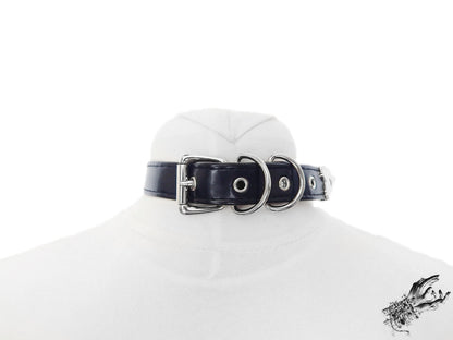 Black Faux Leather Studded Heart Padlock Choker