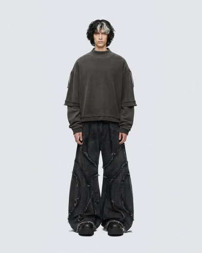 KIIKIO Patchwork Distressed Sweatshirt