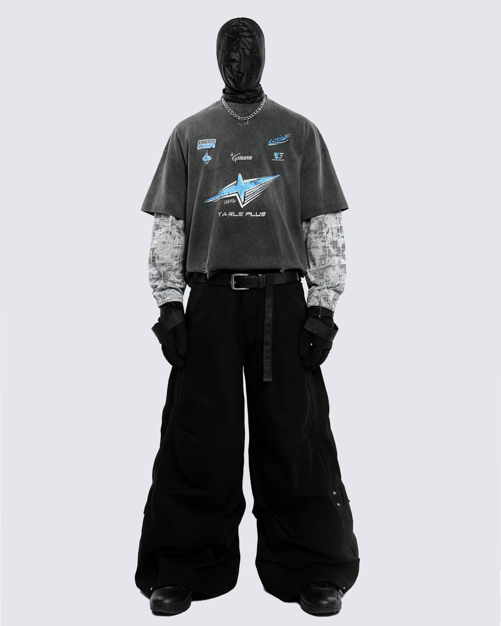 Streetwear Vintage Washed Layered Graphic Hoodie