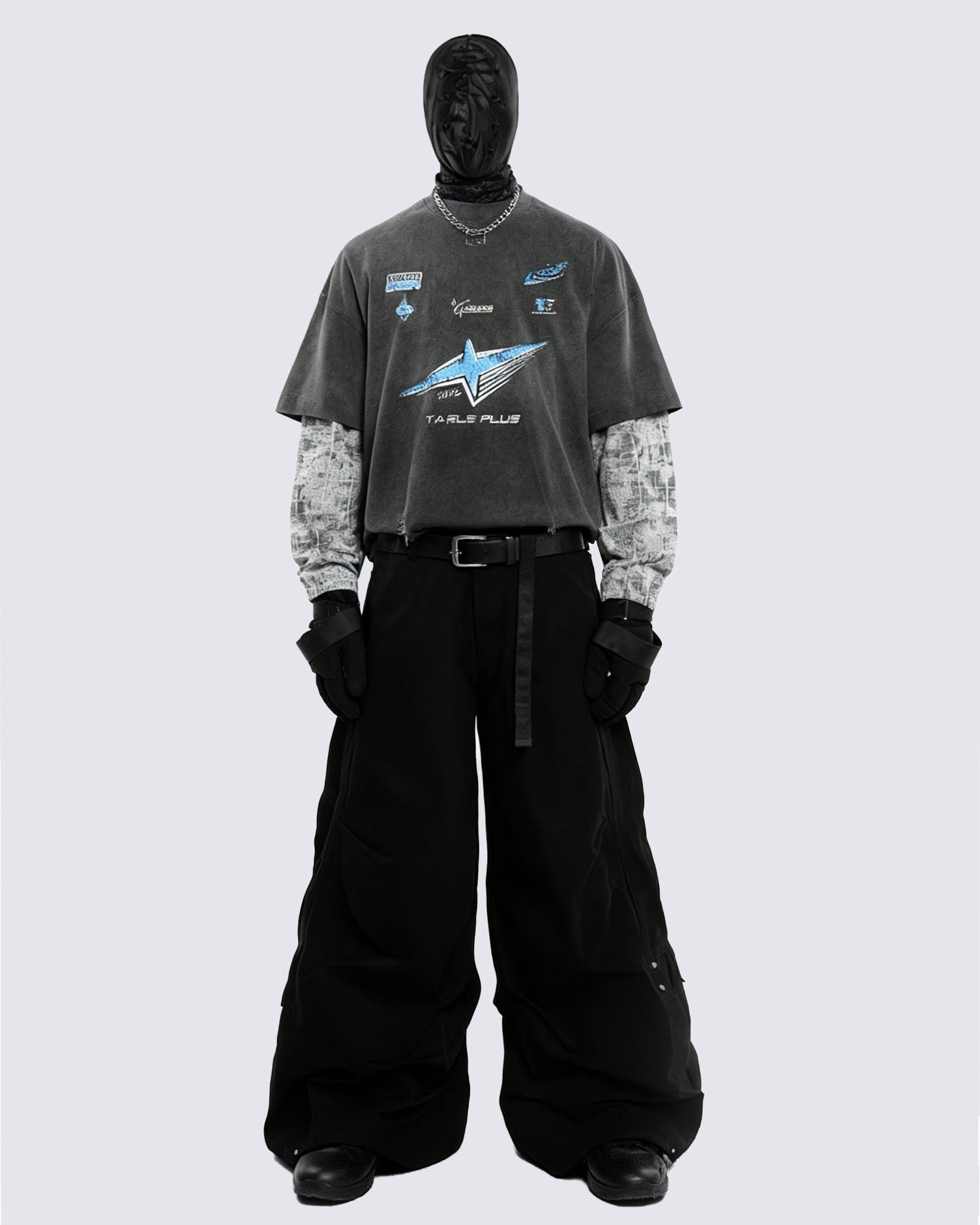Streetwear Vintage Washed Layered Graphic Hoodie