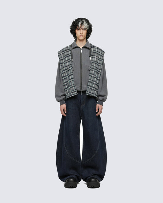 Dark Blade Pants - Wide-Leg Curved Denim