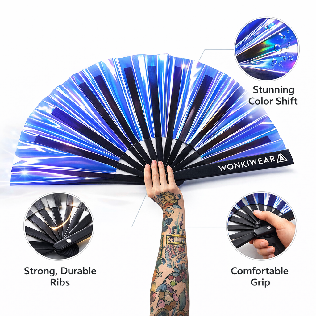 Blue Temptress Iridescent XL Festival Fan
