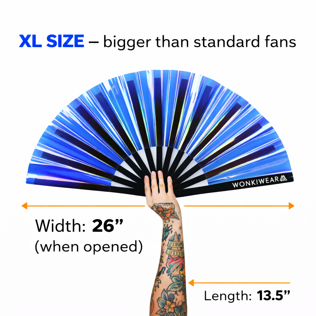Blue Temptress Iridescent XL Festival Fan