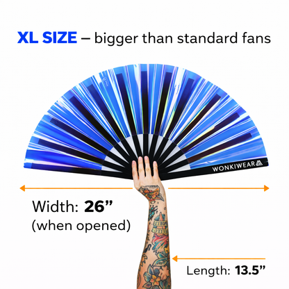 Blue Temptress Iridescent XL Festival Fan