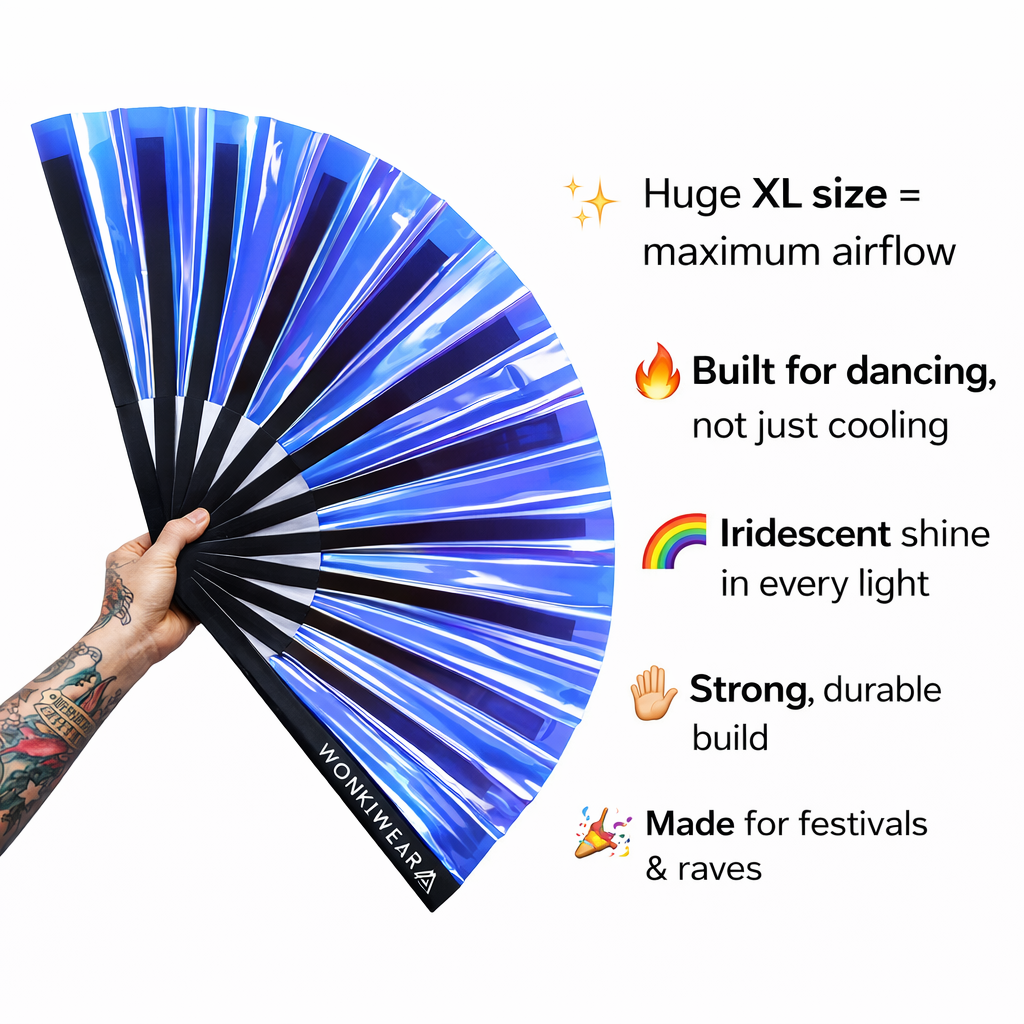 Blue Temptress Iridescent XL Festival Fan