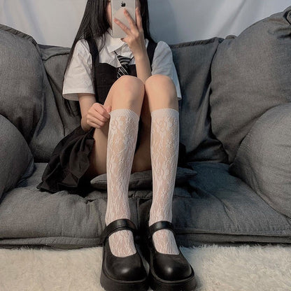 JK Lace Calf-Length Socks