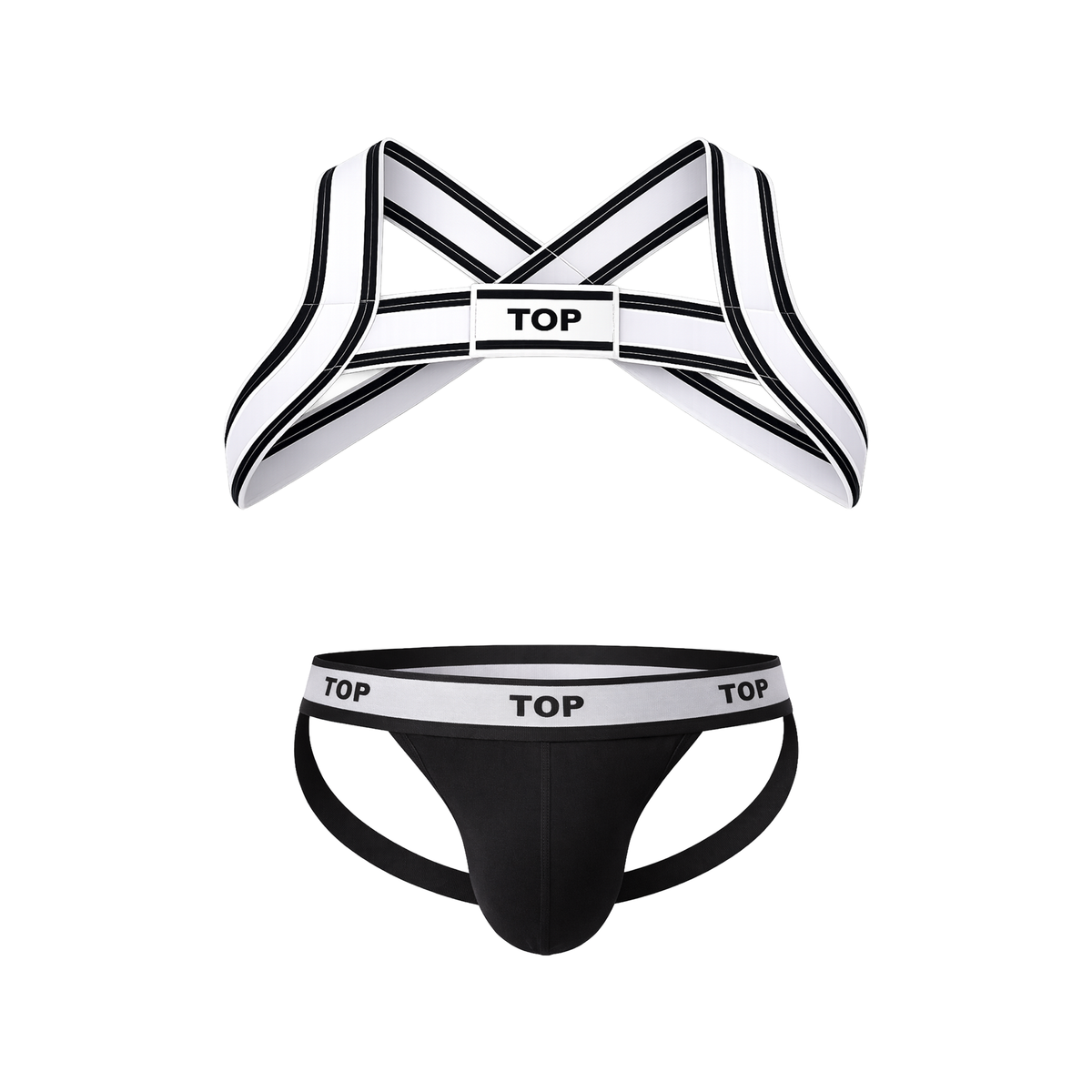 Barcode Berlin TOP Multipack 1x Jockstrap Black + 1x Harness White-Black