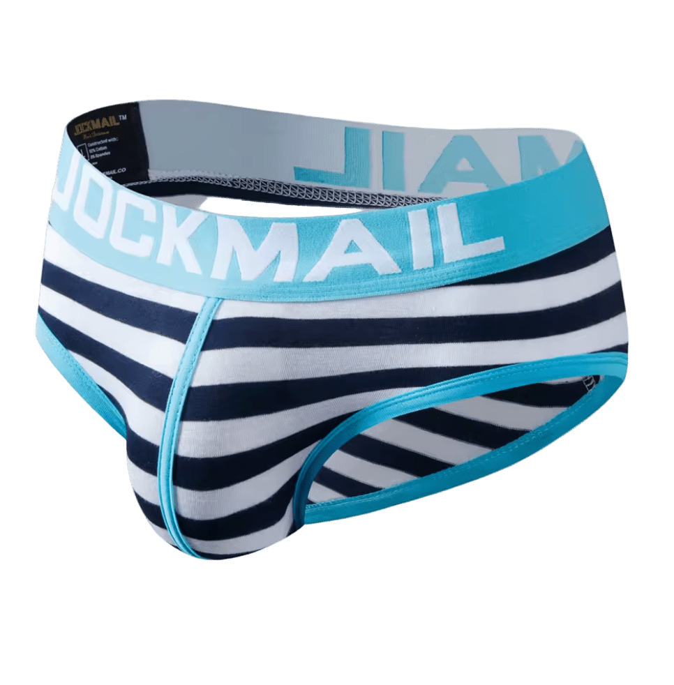 Jockmail Classic Briefs Blue/Black/White Stripes - The Pup Play Hub