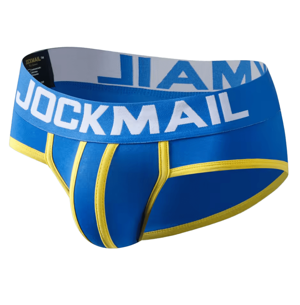 Jockmail Classic Briefs Blue/Yellow - The Pup Play Hub