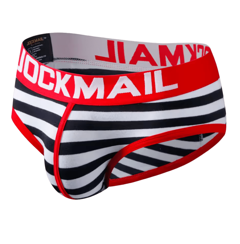 Jockmail Classic Briefs Red/Black/White Stripes - The Pup Play Hub