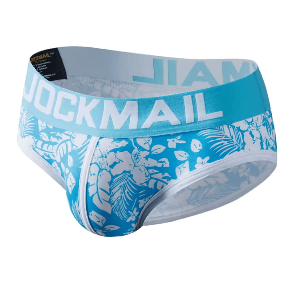 Jockmail Classic Briefs Sky Blue Leaves - The Pup Play Hub