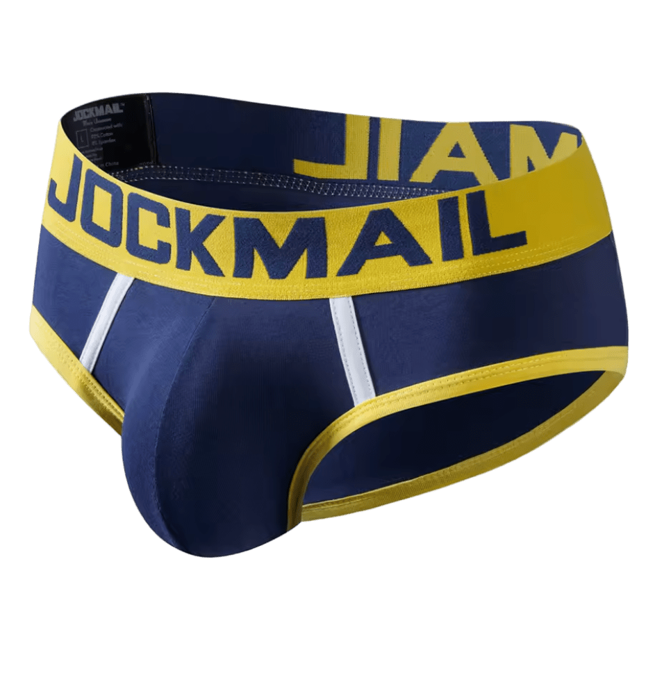 Jockmail Classic Briefs Yellow/Deep Blue - The Pup Play Hub