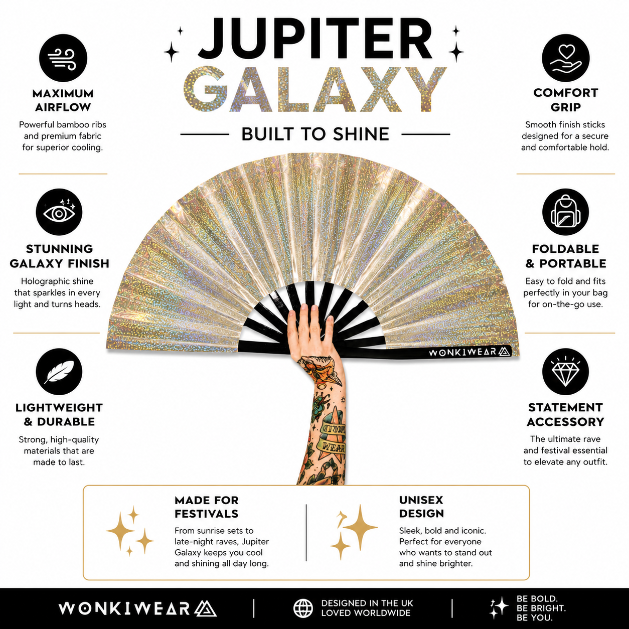 Jupiter Galaxy Iridescent Festival Fan