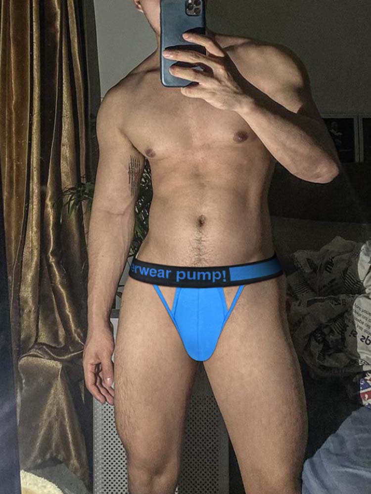 Men's Sexy Butt-Lifting Sporty U-Pouch Large Thong & Strings