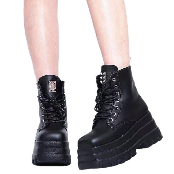 Lace-Up Platform Ankle Boots