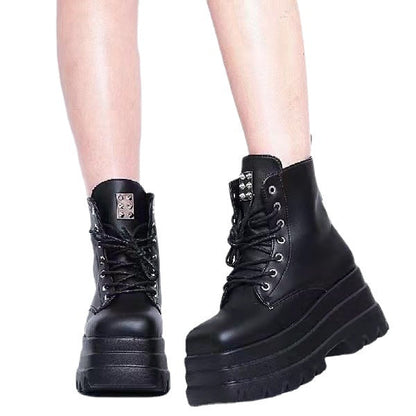 Lace-Up Platform Ankle Boots