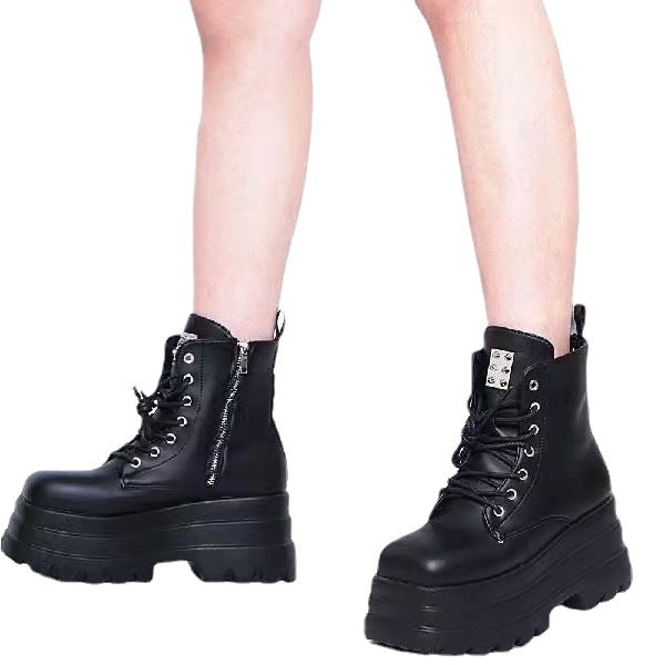 Lace-Up Platform Ankle Boots