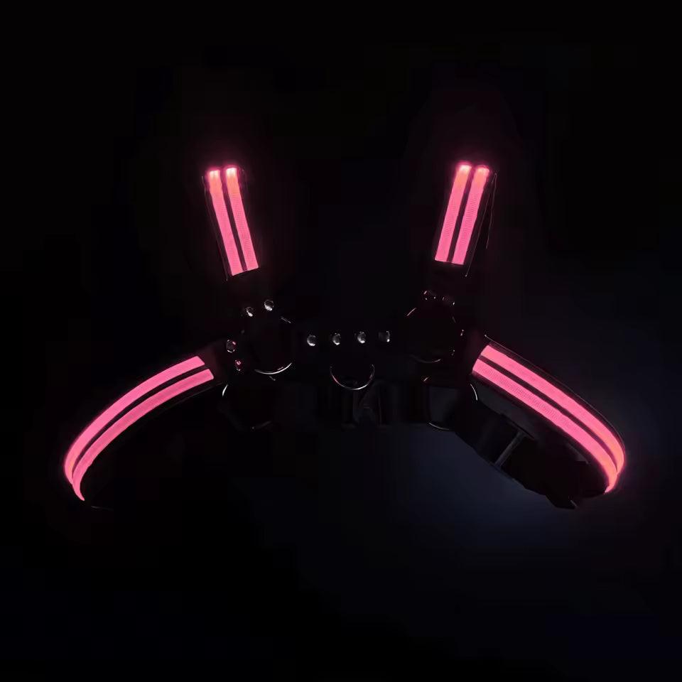 Led Cross Harness Pink - The Pup Play Hub