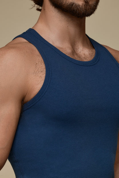 LUXURY TANKTOP ORGANIC COTTON RIB - CLASSIC DENIM