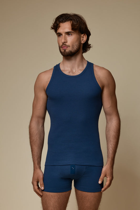 LUXURY TANKTOP ORGANIC COTTON RIB - CLASSIC DENIM