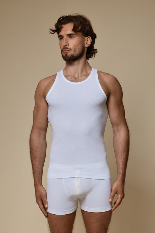 LUXURY TANKTOP ORGANIC COTTON RIB - PURE WHITE