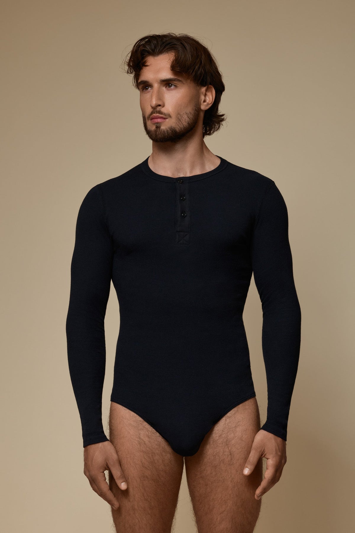 LUXURY BODY SUIT ORGANIC COTTON RIB - BLACK