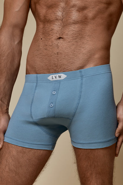 LUXURY BOXER BRIEF ORGANIC COTTON RIB - ICE DENIM