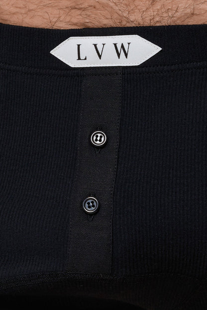 LUXURY BOXER BRIEF ORGANIC COTTON RIB - BLACK
