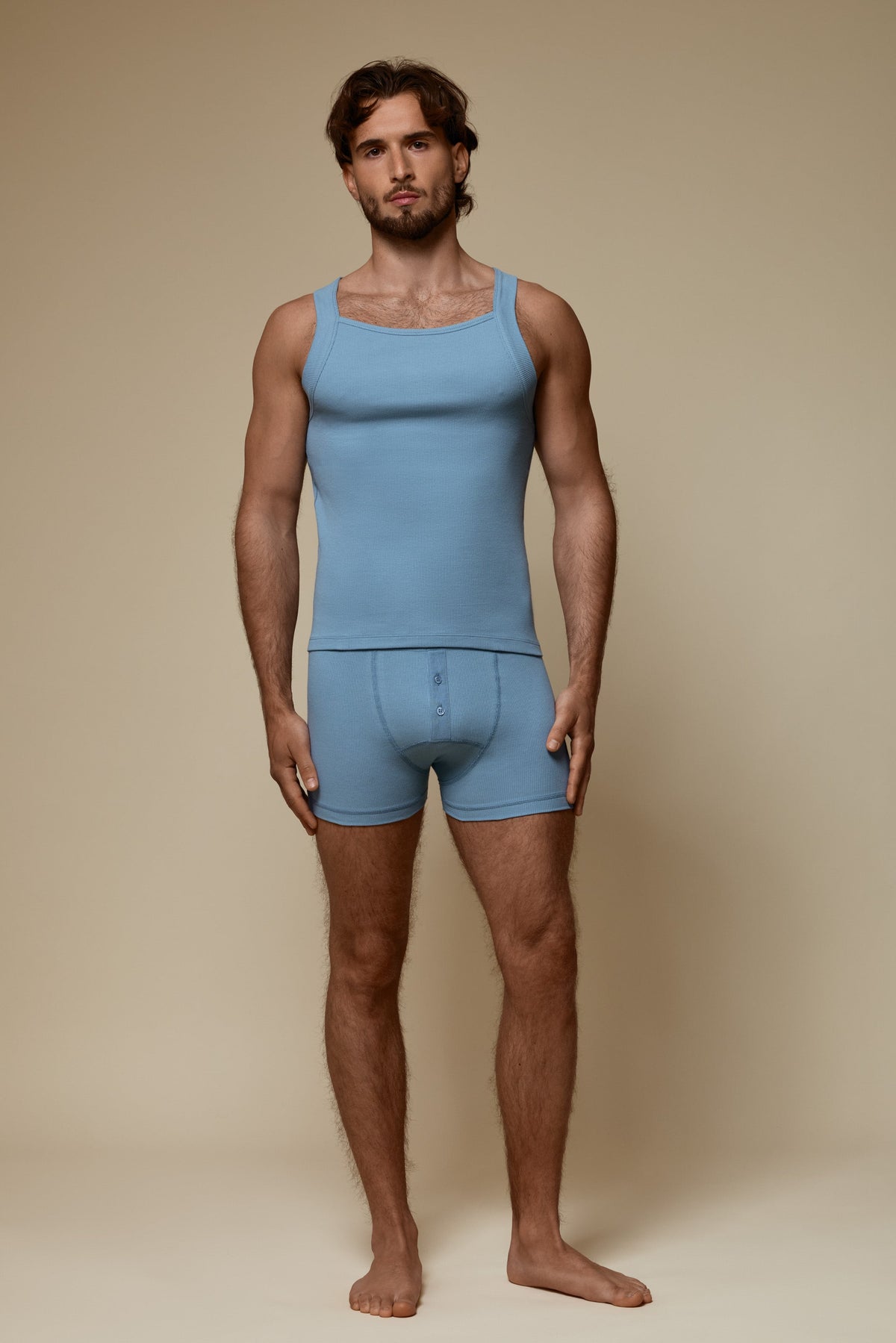LUXURY SQUARE TANKTOP ORGANIC COTTON RIB - ICE DENIM