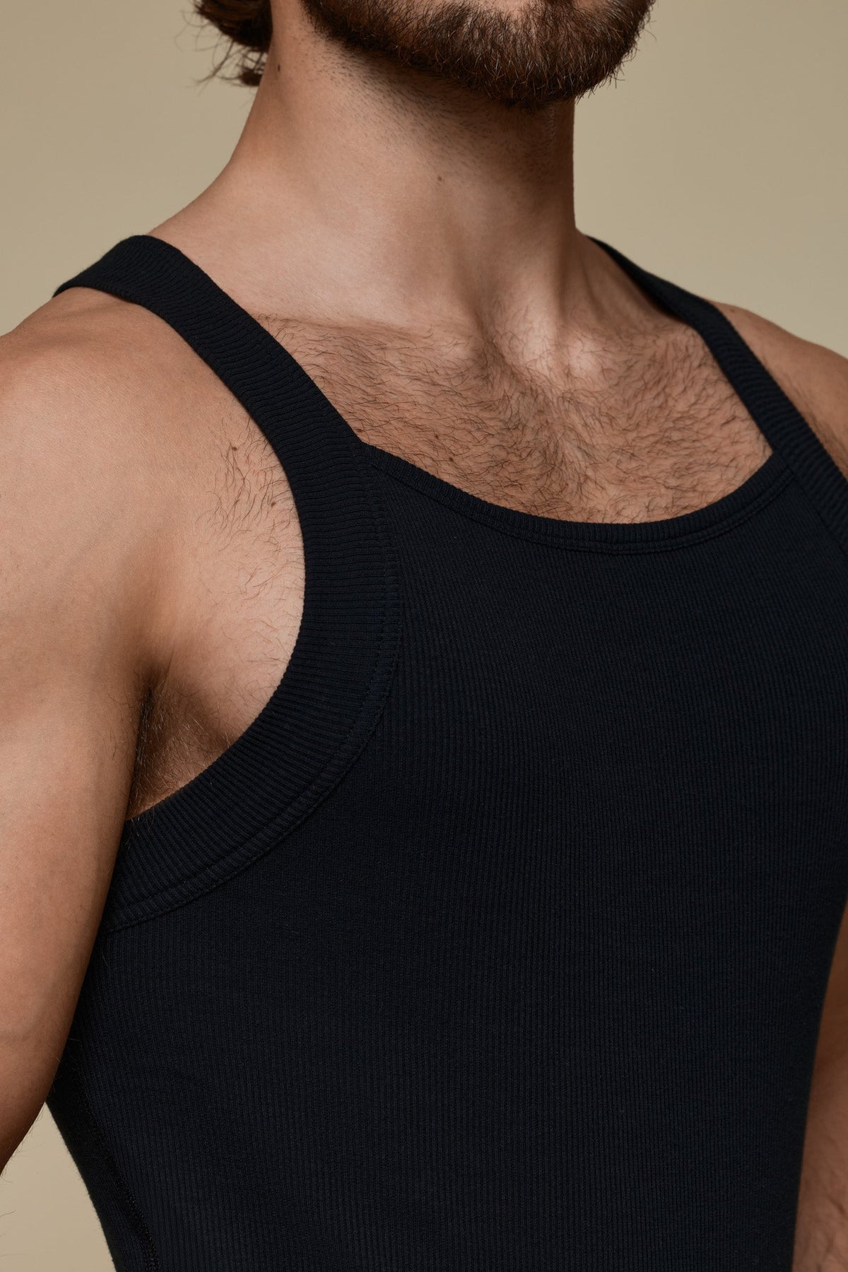 LUXURY SQUARE TANKTOP ORGANIC COTTON RIB - BLACK