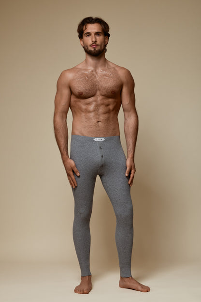 LUXURY LONG JOHN ORGANIC COTTON RIB - GREY MELANGE