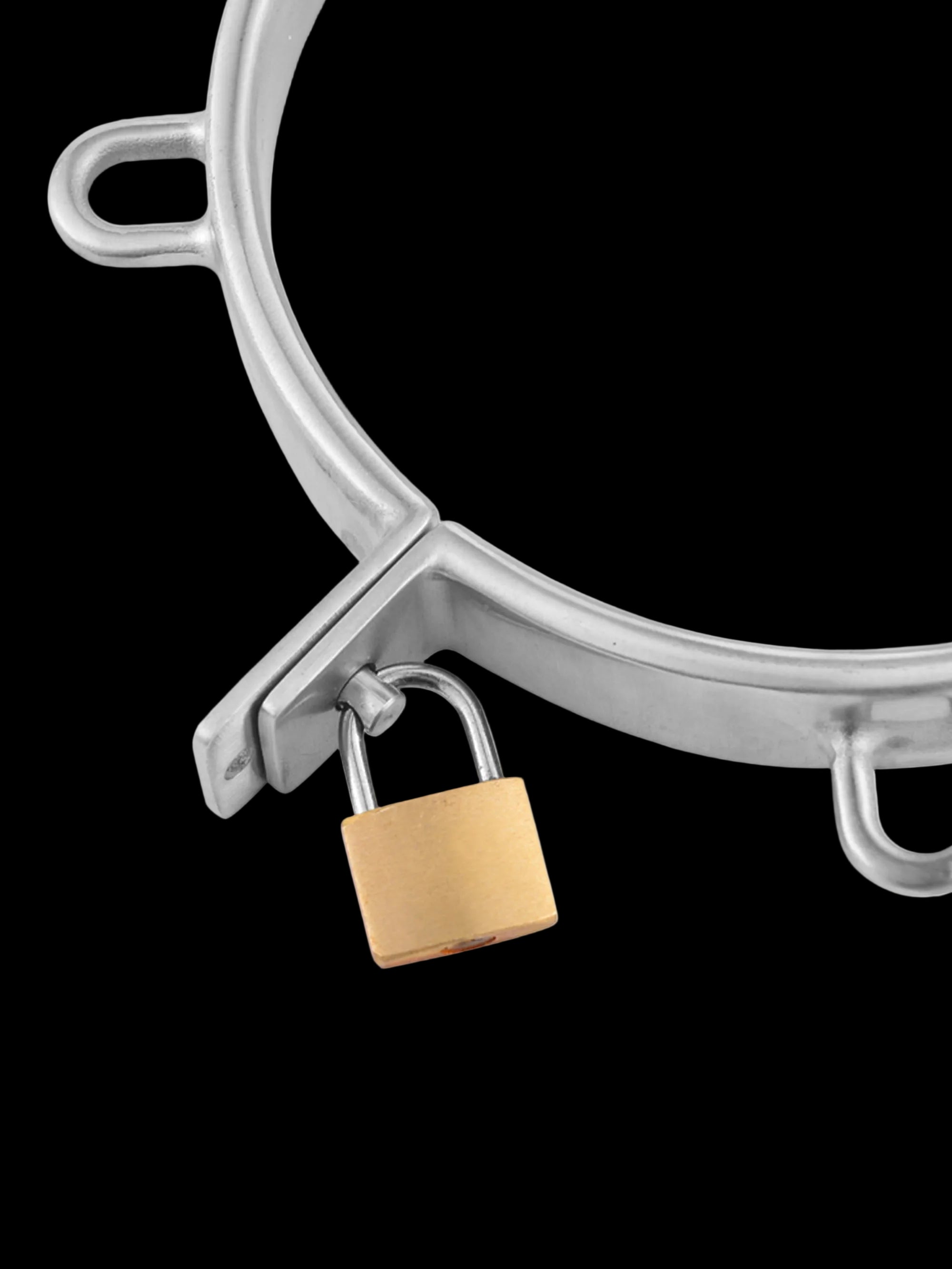 Stainless Steel Collar, 4 Attachment Rings, with Padlock