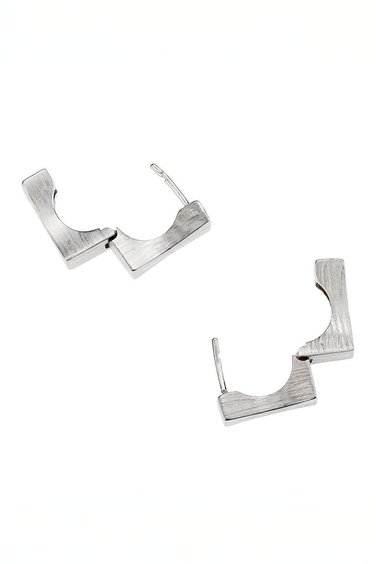 Men's Square Sterling Silver Earrings - Trendy Minimalist Design