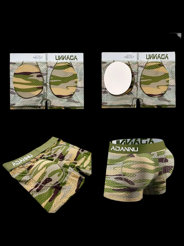 Men's Camouflage Removable Hip Pad Boxer Briefs - The Pup Play Hub