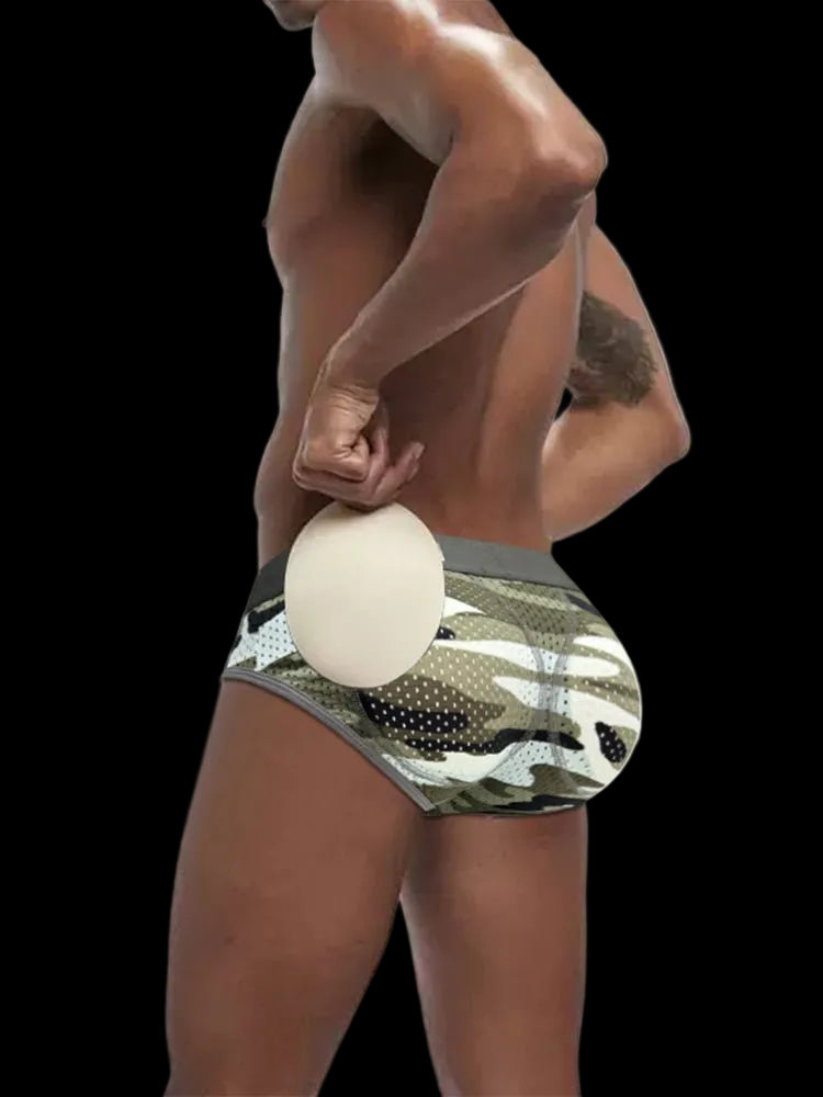 Men's Camouflage Removable Hip Pad Boxer Briefs - The Pup Play Hub